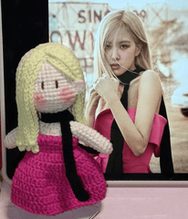 Blackpink Jisoo Lisa Jennie Rose Inspired Handmade Crochet Doll, Kpop Chibi Amigurumi Doll Gift, C003