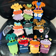 Handmade Crochet Cartoon Sausage Mouth Car Key Case, Funny Keychain Bag Charm Gift, C004