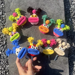 Handmade Crochet Cartoon Sausage Mouth Car Key Holder, Ugly-Cute Keychain Bag Charm Gift, C005