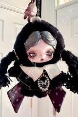 Skullpanda × Wednesday Plush(Classic Dress Version)
