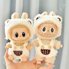Doll Cloth Curly Plush Bear Overalls Set - 017