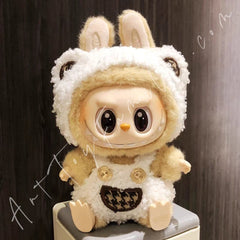 Doll Cloth Curly Plush Bear Overalls Set - 017