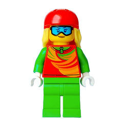 LEGO Minifigure - Female, Skier - Red Top, Red Sports Helmet, Ski Goggles (2023) [CITY]