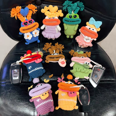 Handmade Crochet Cartoon Sausage Mouth Car Key Case, Funny Keychain Bag Charm Gift, C004