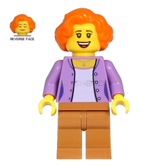 LEGO Minifigure - "Ann McCloud", Female/Woman, Orange Hair, Lavender Jacket (2020) [CITY]