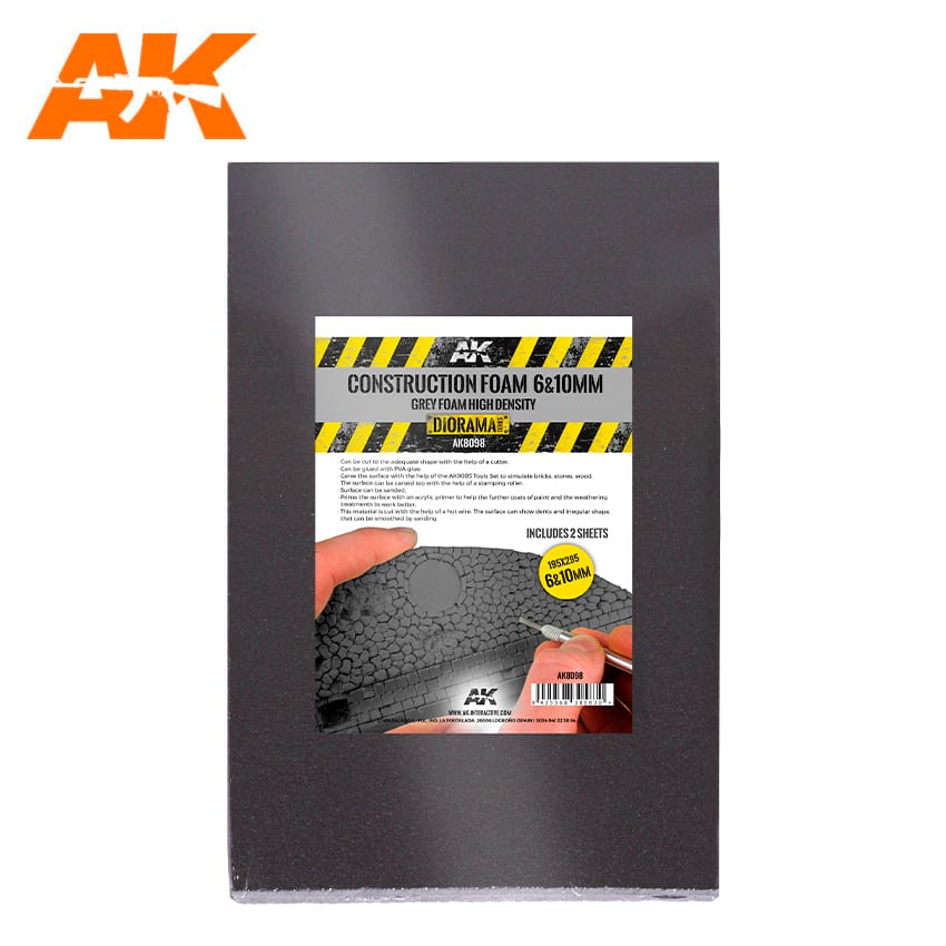AK Interactive - Building Materials - Construction Foam 6&10mm - Blue Foam 195x295mm