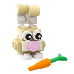 LEGO "Brick Bunny" White, Tan & Grey, Easter Bunnies with Carrots [MiniMOC]