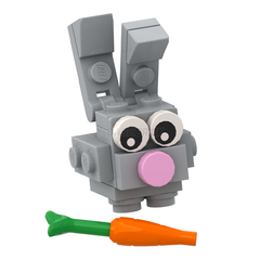 LEGO "Brick Bunny" White, Tan & Grey, Easter Bunnies with Carrots [MiniMOC]