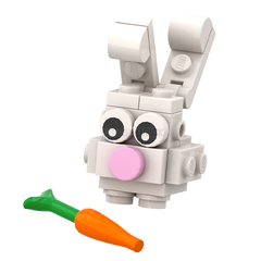 LEGO "Brick Bunny" White, Tan & Grey, Easter Bunnies with Carrots [MiniMOC]
