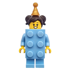 LEGO Minifigure - Birthday Brick Costume Suit Girl, Bright Light Blue (2022) [LIMITED EDITION]