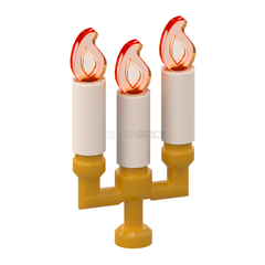 LEGO "Candle Stick" - 3 Candles, Pearl Gold Candelabra [MiniMOC]