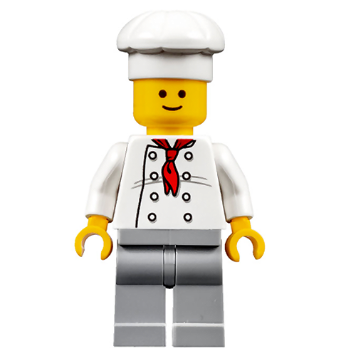 LEGO Minifigure - Baker/Chef - Classic Face, White Torso with Wrinkles, 8 Buttons (2017) [CITY]