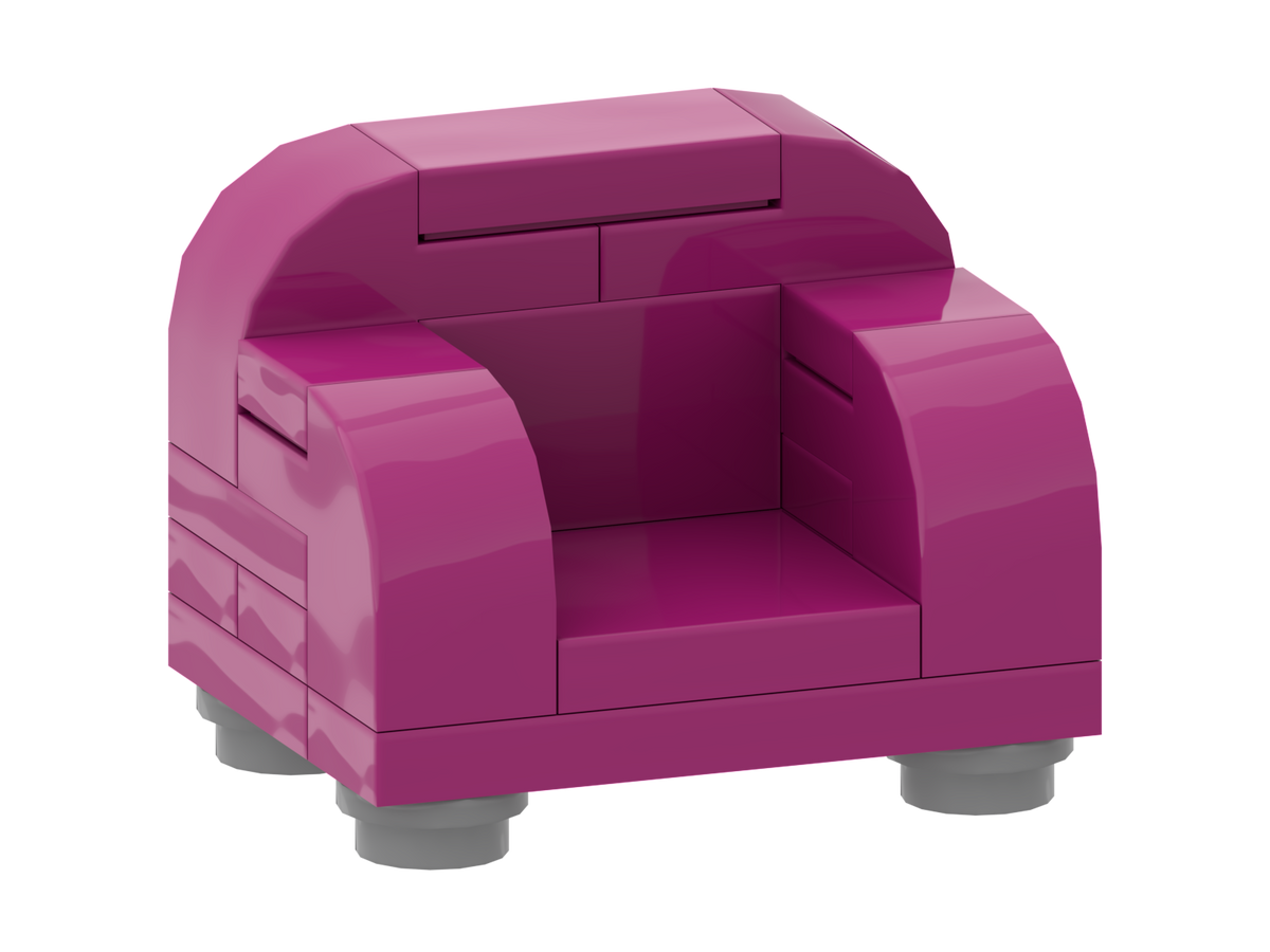 LEGO "Comfortable Lounge Chair" - Small Armchair, Magenta [MiniMOC]