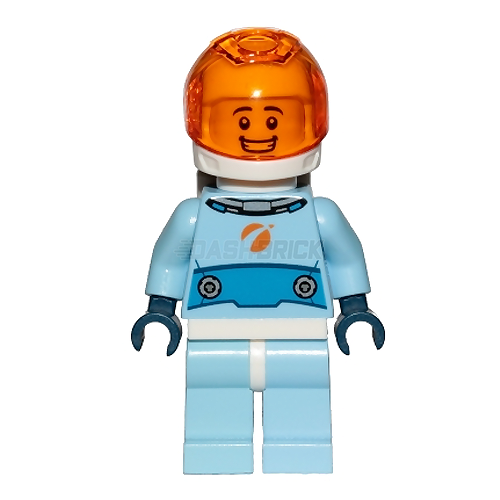 LEGO Minifigure - Astronaut - Male, Bright Light Blue Spacesuit, Orange Visor (2019) [CITY]