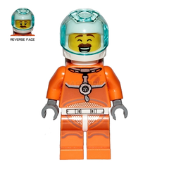 LEGO Minifigure - Astronaut - Male, Orange Spacesuit, Moustache (2019) [CITY]