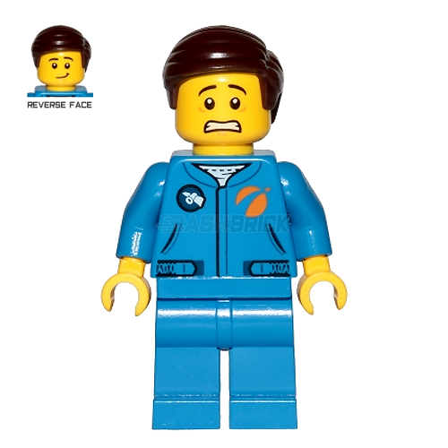 LEGO Minifigure - Astronaut - Male, Blue Training Jumpsuit, Dark Brown Hair (2019) [CITY]