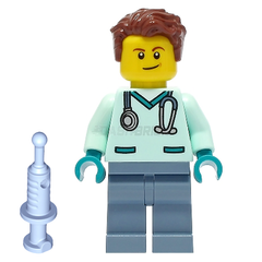 LEGO Minifigure - Doctor/Veterinarian - Male, Light Aqua Scrubs [CITY]