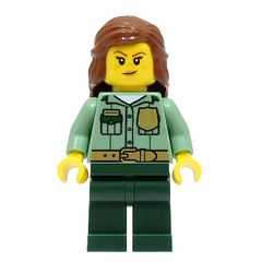 LEGO Minifigure - Female, Park Ranger, Sand Green Shirt, Brown Hair (2023) [CITY]