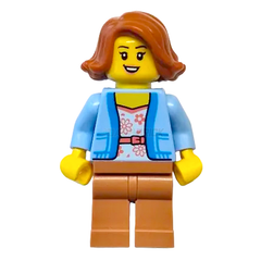 LEGO Minifigure - Female, Jacket, White Shirt with Flowers, Dark Orange Hair [CITY]