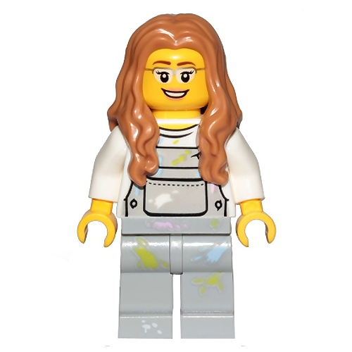 LEGO Minifigure - Face Painter, Female, Overalls, Paint Splashes (2019) [CITY]