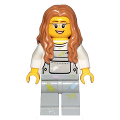 LEGO Minifigure - Face Painter, Female, Overalls, Paint Splashes (2019) [CITY]