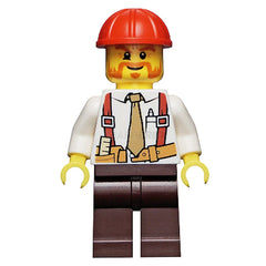 LEGO Minifigure - Construction Foreman - Shirt with Tie and Suspenders, Helmet (2015) [CITY]