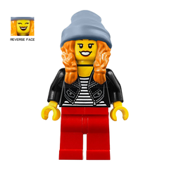 LEGO Minifigure - Beanie Girl, Orange Hair, Black Jacket (2019) [CITY]