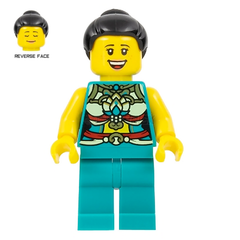 LEGO Minifigure - Female, Musician, Ornate Dark Turquoise Costume, Large Smile (2022) [CITY]