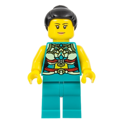 LEGO Minifigure - Female, Musician, Ornate Dark Turquoise Costume, Slight Smile (2022) [CITY]