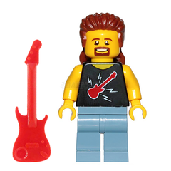 LEGO Minifigure - "Nate" Guitar Rocker Guy with Mullet (2019) [CITY]