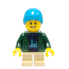 LEGO Minifigure - "Tito" Male, Child, Beanie, Green Jacket (2021) [NINJAGO]