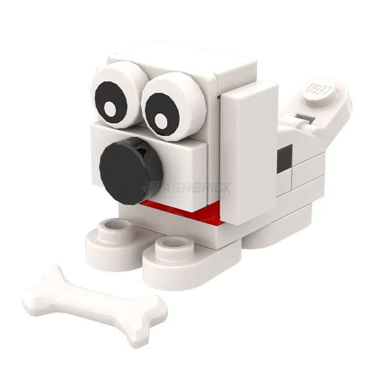 LEGO "Brick Puppy - Charlie" White with Red Collar [MiniMOC]