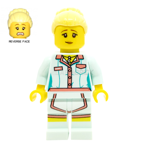 LEGO Minifigure - "Sally", Female/Woman, Diner Uniform (2019) [HIDDEN SIDE]