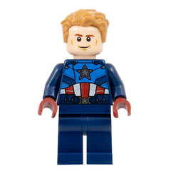 LEGO Minifigure - Captain America - Dark Blue Suit, Dark Red Hands, Hair (2023) [MARVEL]